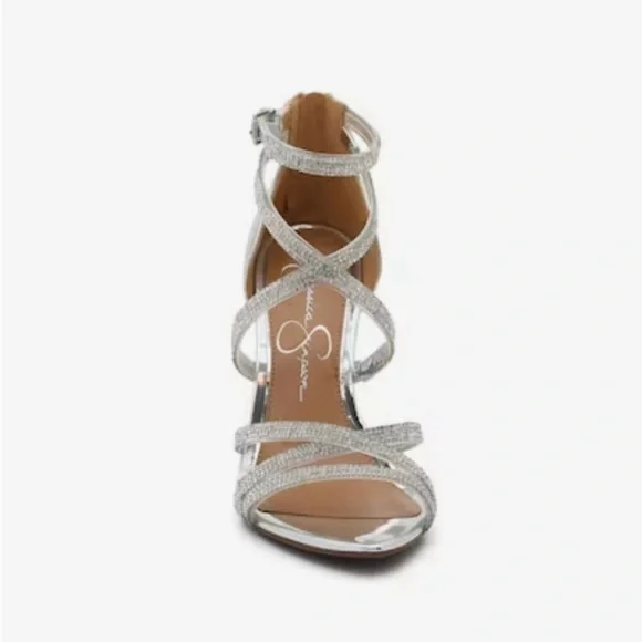 NWOT Jessica Simpson Silver/Crystal Waylane Sandal, Size 8.5 - Picture 2 of 15